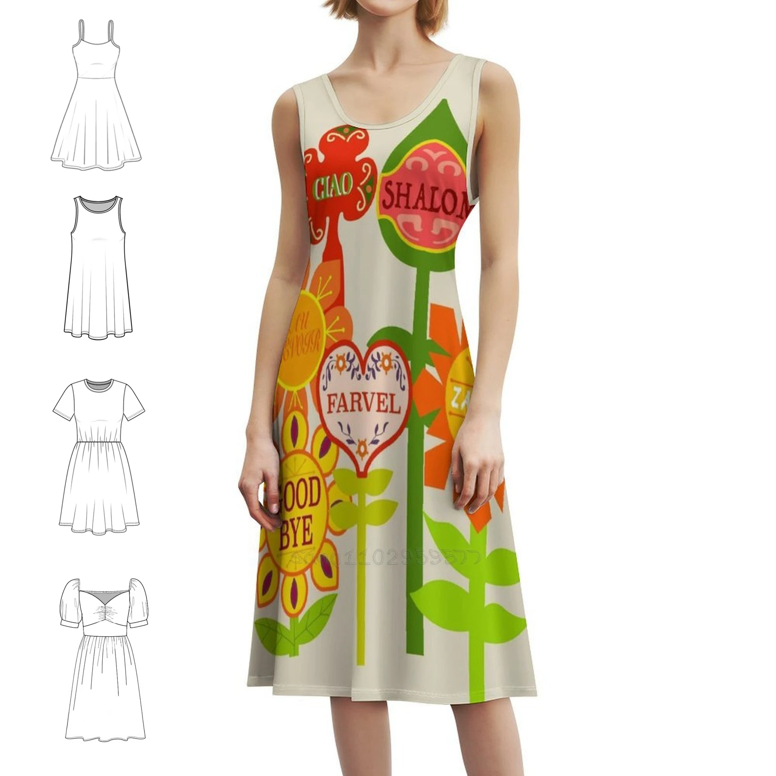 

It's A Small World Goodbye Flowers Богемное платье без рукавов Платье для пляжной вечеринки с несколькими принтами Its A Small World Small