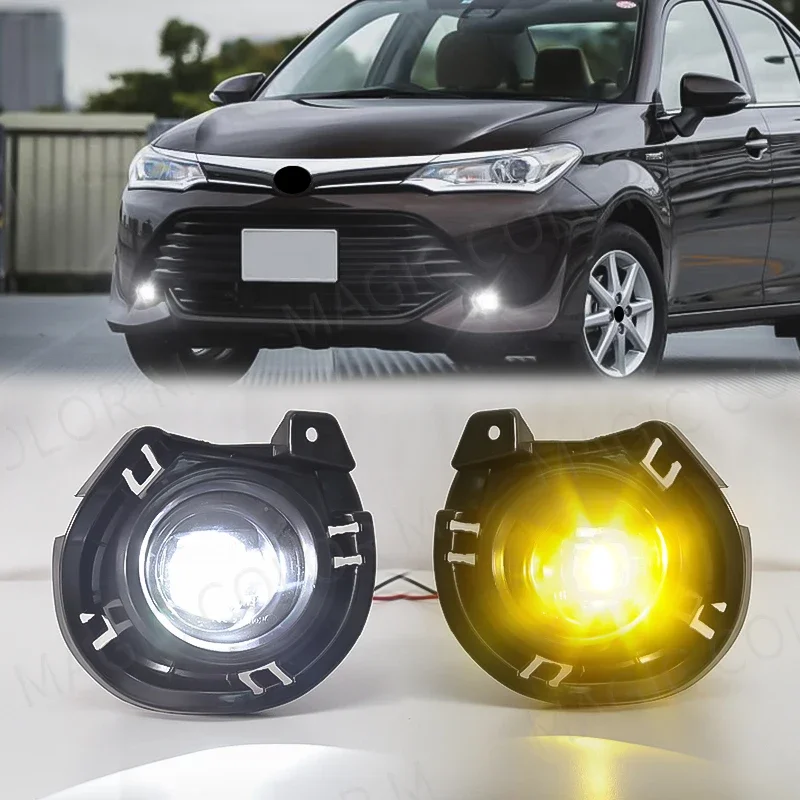 LED Car Foglights DRL For Toyota Corolla Axio/Fielder 2015 2016 2017 Front Bumper Fog Lamp White Yellow With Wire Switch 12V