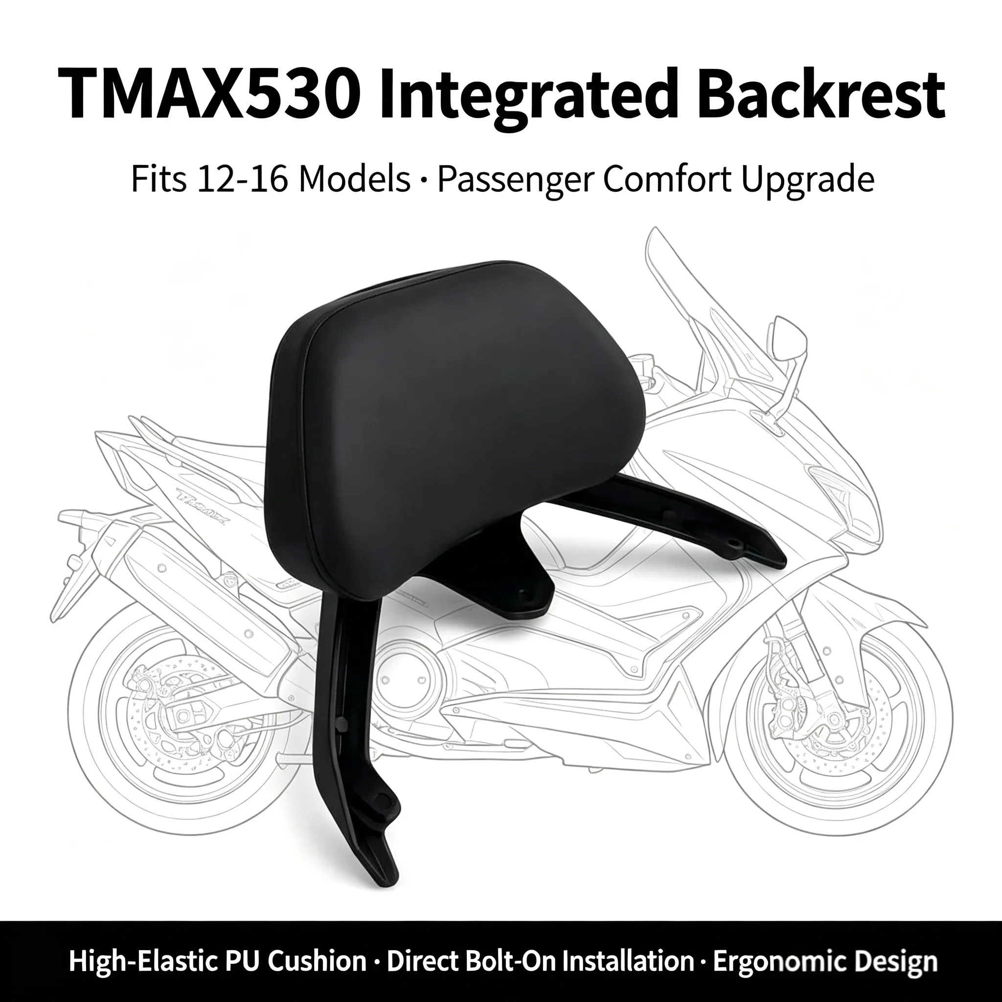 For TMAX530 TMAX500 Modified Rear Backrest Seat Cushion Rear Seat Support Motorcycle Accessories