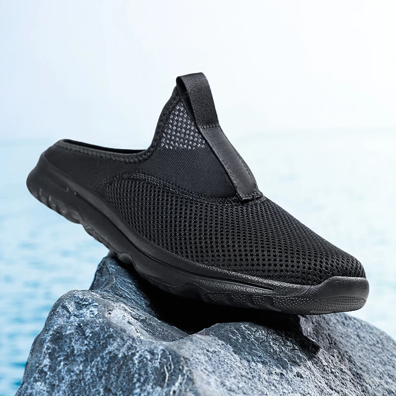 

Большой размер 48 49 50, летние получешки для мужчин, домашние тапочки без шнуровки, домашняя обувь с дышащей сеткой, мягкий комфорт, дропшиппинг