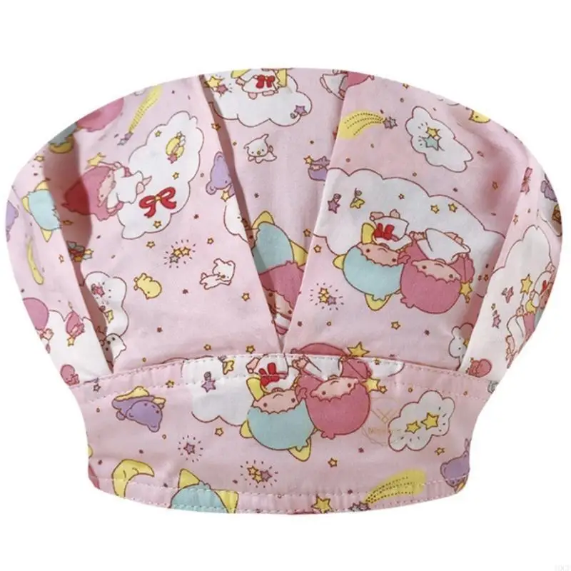 4 قطع غطاء فرك العمل قابل للتعديل مع العصابة أنماط الكرتون المطبوعة معاطف للأطباء والممرضات طبيب الأسنان الغبار منتفخ مطاطا #4