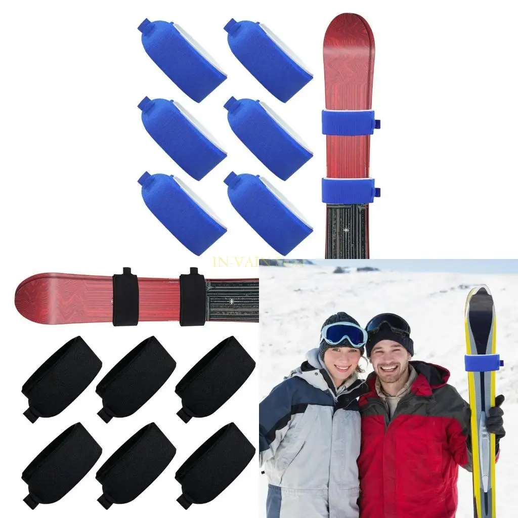 

M5TC 6pcs Регулируемые лыжные обертывания лыжные лыжные лыжные ремешки для хранения галстуки для перевозки лыжных досок легко