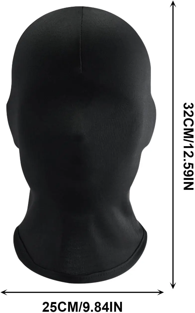 Masque complet noir en spandex pour Halloween, couvre-tête Morph sans visage pour costume de fête adulte