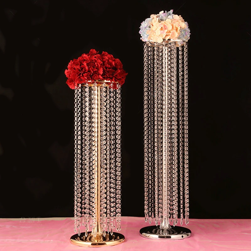 Upscale Ｗedding Table Centerpieces Decoration Acrylic Crystal Beads String  Flower Stand  Event Party Road Lead Guide 10Pcs