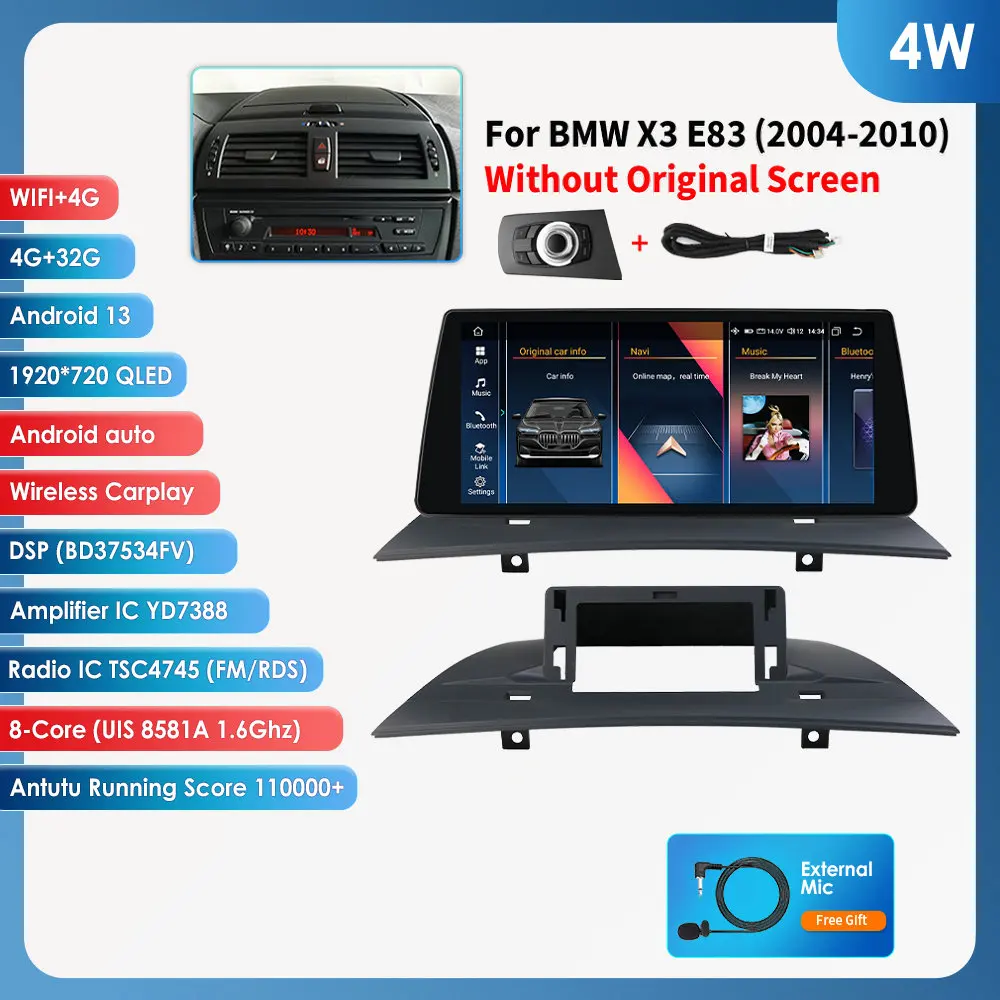 Autoradio voor BMW X3 E83 2004-2010 Android Auto Carplay Autoradio Multimedia Video Player 10.25 inch GPS navigatie 4G WIFI DSP