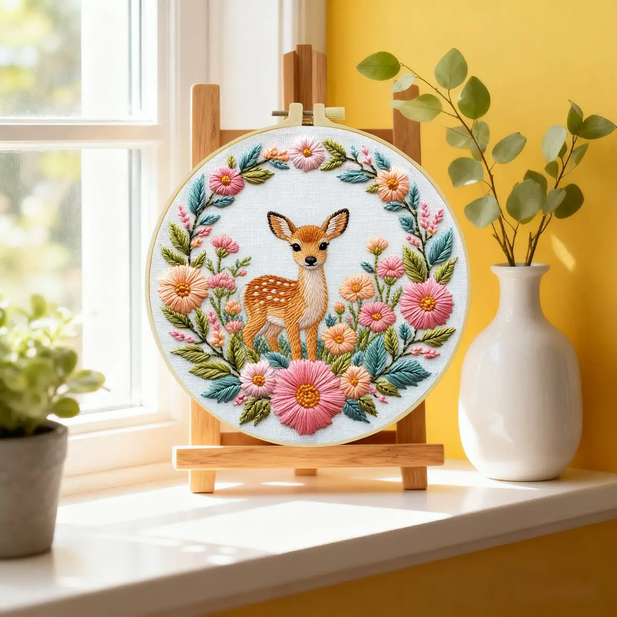 1 Stück 20X20CM/15X15CM 7,87/6,3 Zoll Sika-Hirsch Stickerei Starter-Kit DIY-Kit DIY-Stickerei-Set Handarbeiten Malerei – Detail 1