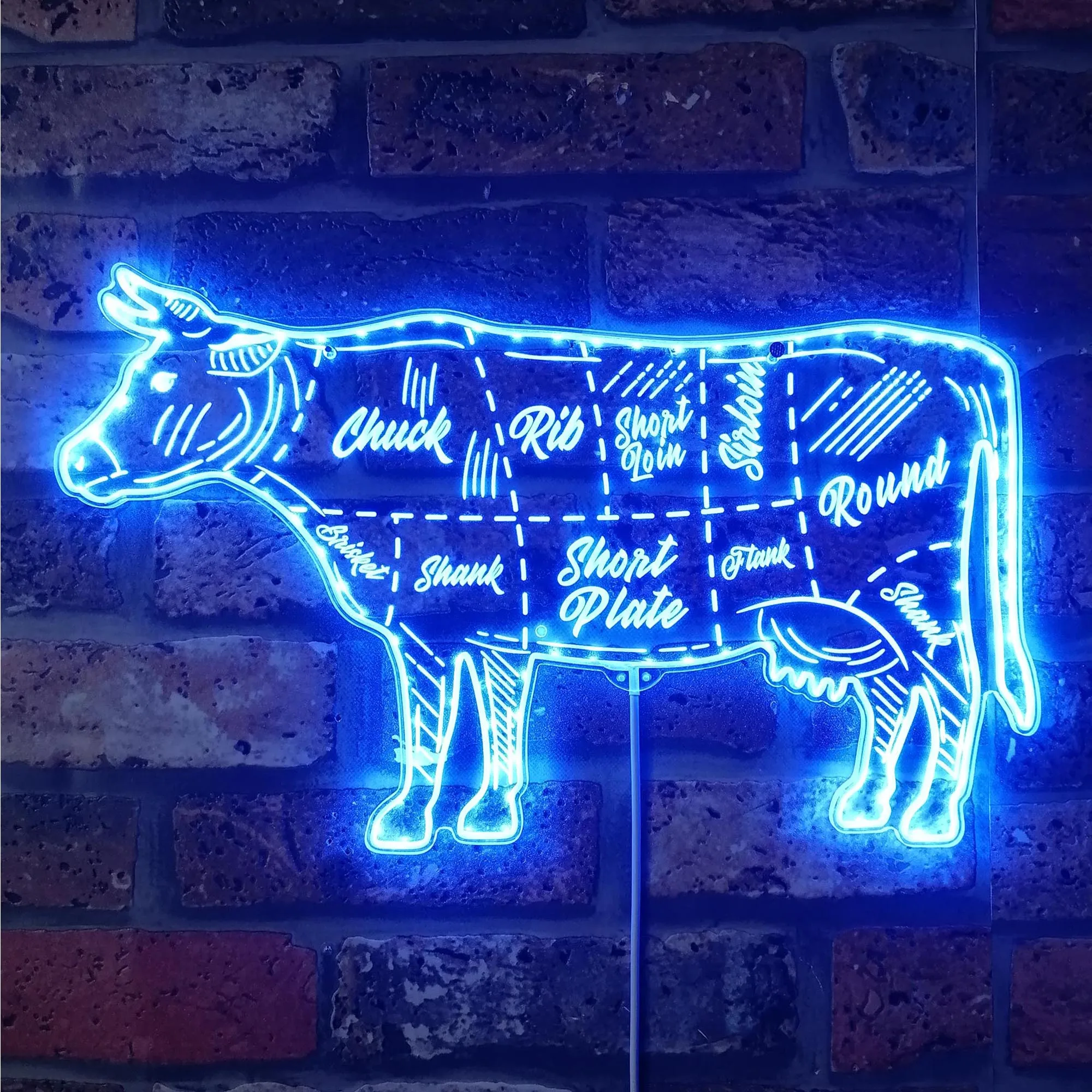 Cow Beef Meat Chart Butchery Shop RGB Dynamic Glam LED Sign st06-fnd-i0257