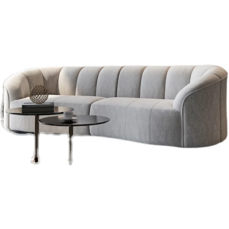 

Nordic clothing and beauty shop sofa model room reception hall clubhouse B & B hotel lamb wool curved sofa combination