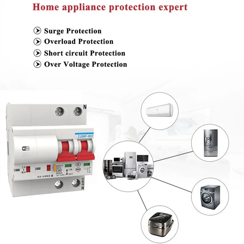 قاطع دائرة EWelink Smart TH لمراقبة درجة الحرارة والرطوبة، WiFi MCB، تحكم لاسلكي Alexa Google Home متوافق