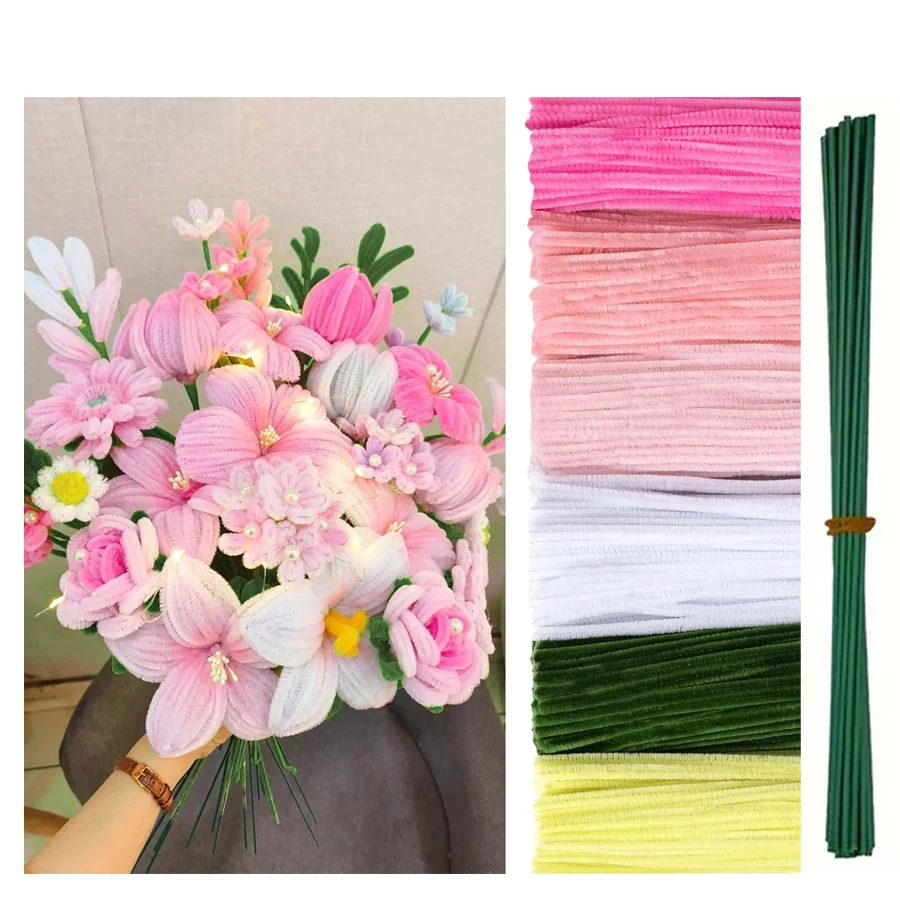 500/600 Pieces Pipe Cleaners Chenille Stems 12 Inch Craft Supplies Bulk for DIY Art and Craft Projects Creative Gift