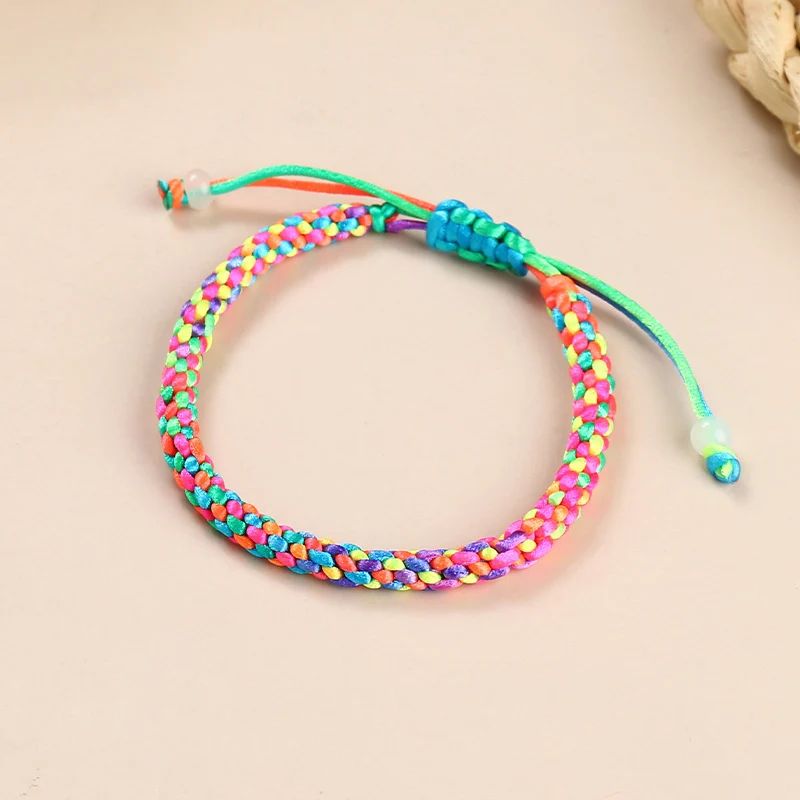 Rainbow Colored Multicolor Woven Bracelet Hand-woven Wrist Rope for Friend Gift