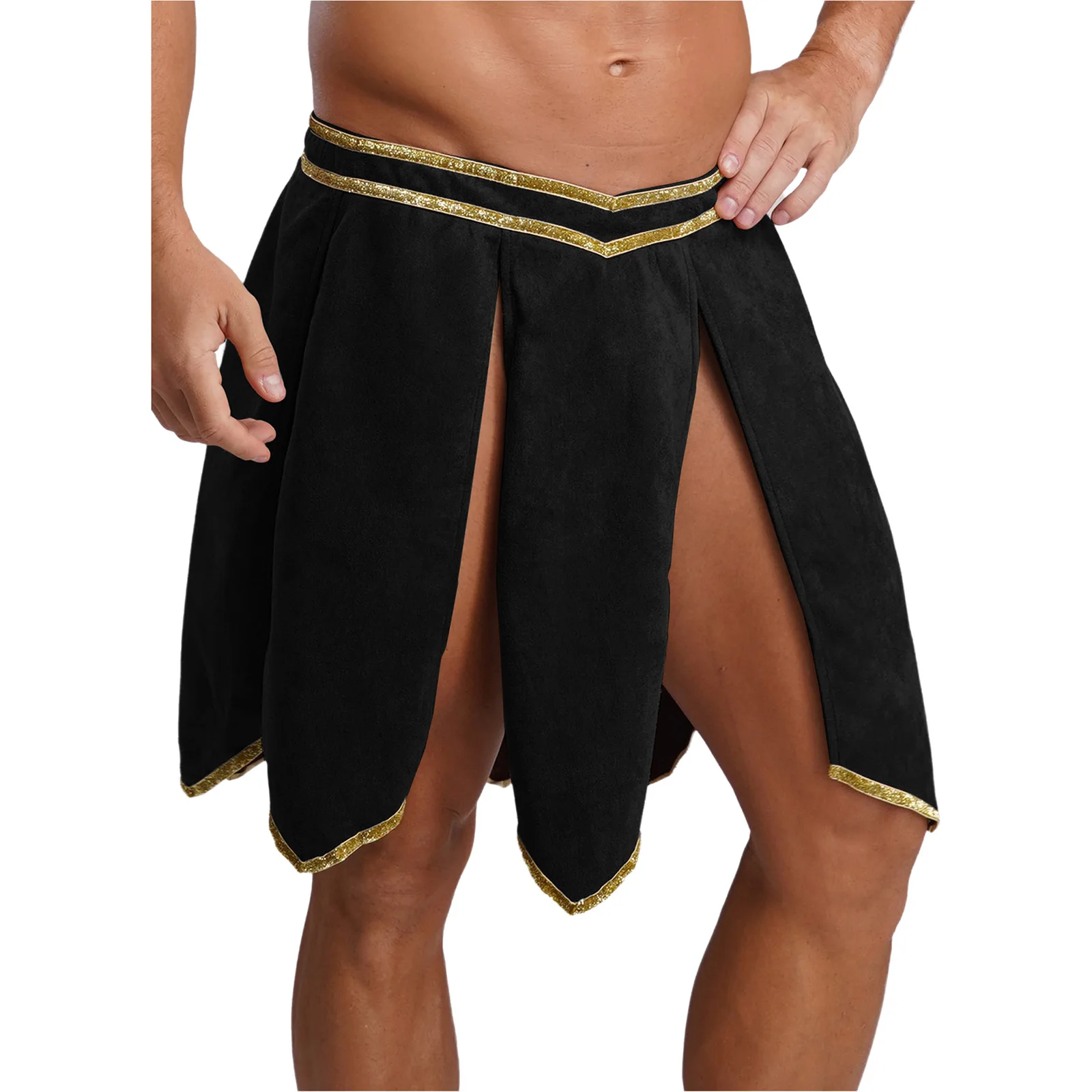 

Men's Halloween Ancient Roman Gladiator Warrior Cosplay Skirts Faux Suede Armor Skirt for Greek Knight Soldier Role Play Costume