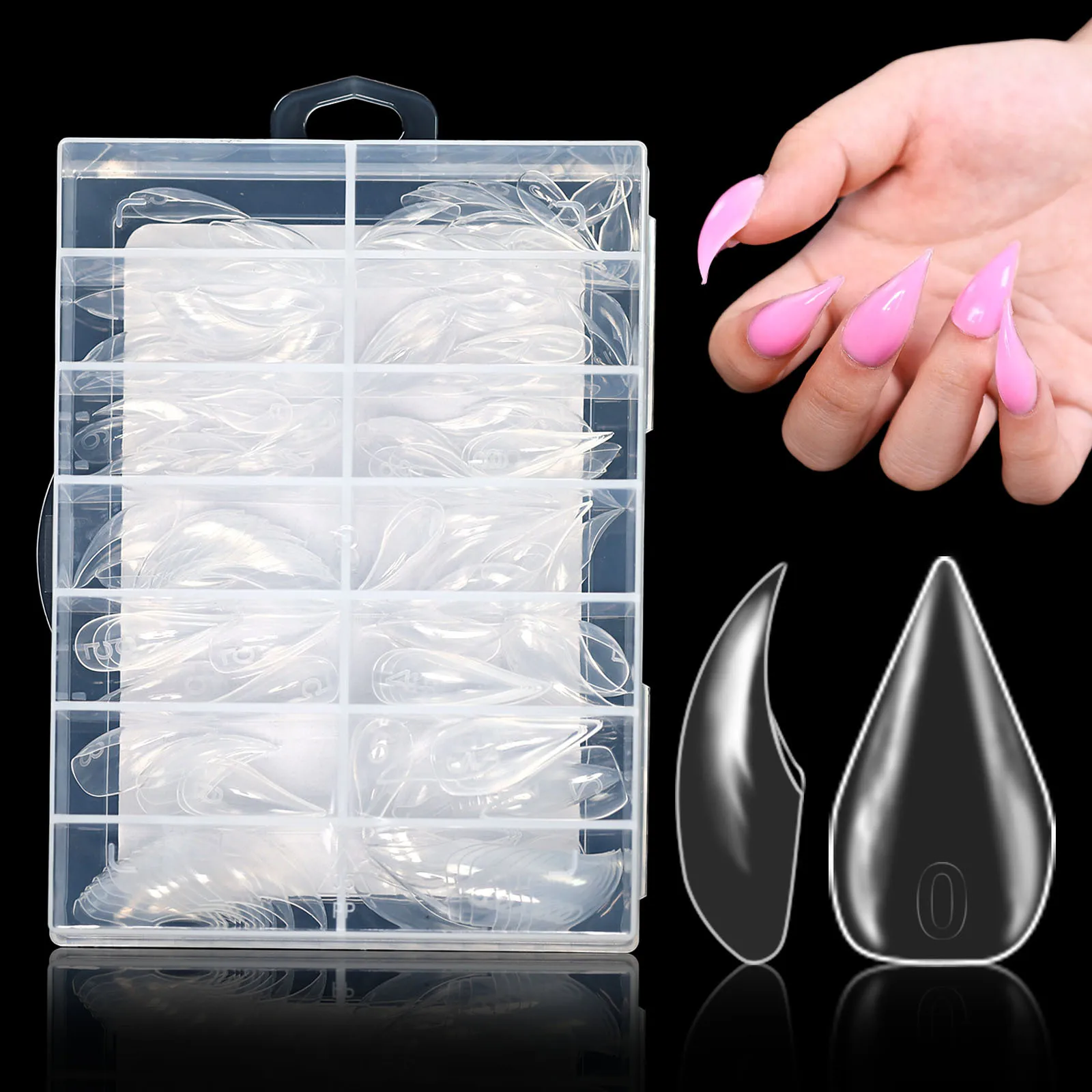 1pcs Nail Art Crystal Nail Model Eagle Beak Type Quick Extension Crystal Nail Phototherapy Nail Extension Toenail Film Repeated
