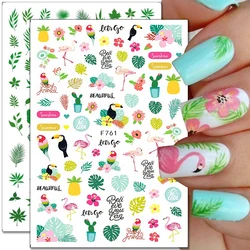 1PCS Cartoon Bird Cactus Nail Art Decal Adhesive Sticker Abstract Maple Leaf Ribbon Nail Sticker Nail Art Supplies
