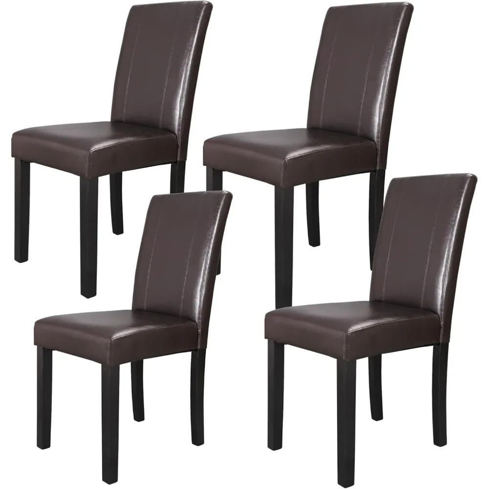 Faux Leather Dining Chair Set of 4 with Wood Legs Waterproof & Oilproof Stretch Kitchen Dining Room Restaurant Chairs image 2