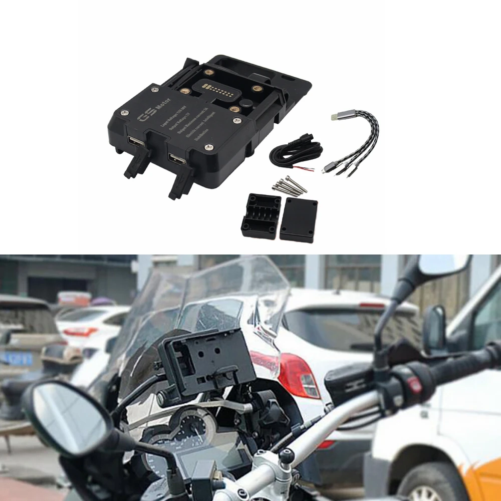 Suporte de carregamento do telefone móvel da motocicleta, carregador USB, suporte GPS para BMW R1200GS e R1200 GS