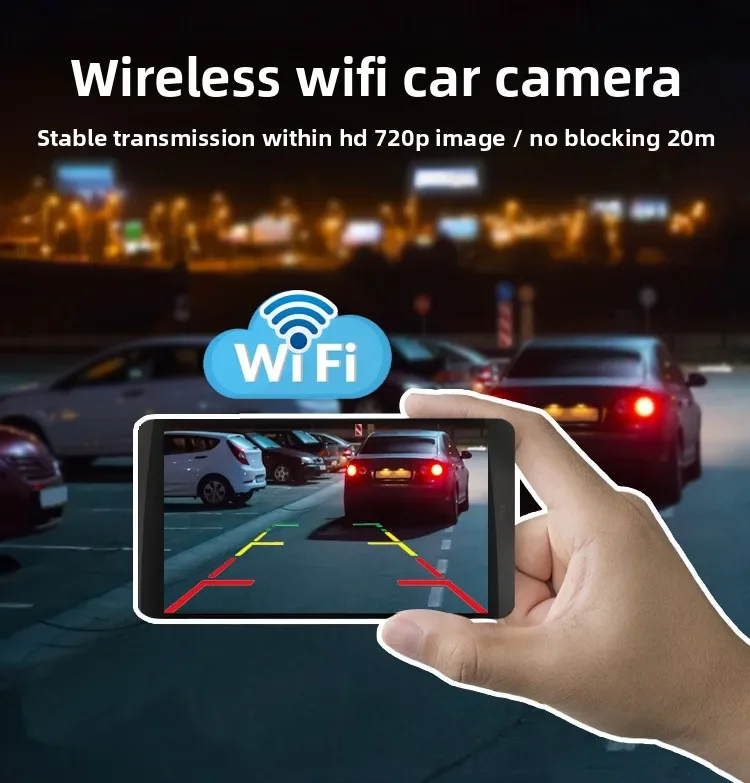 JISUIDA car rearview camera Wifi HD 170-degree rearview camera wireless waterproof Wifi backup camera 12V 24V applies to