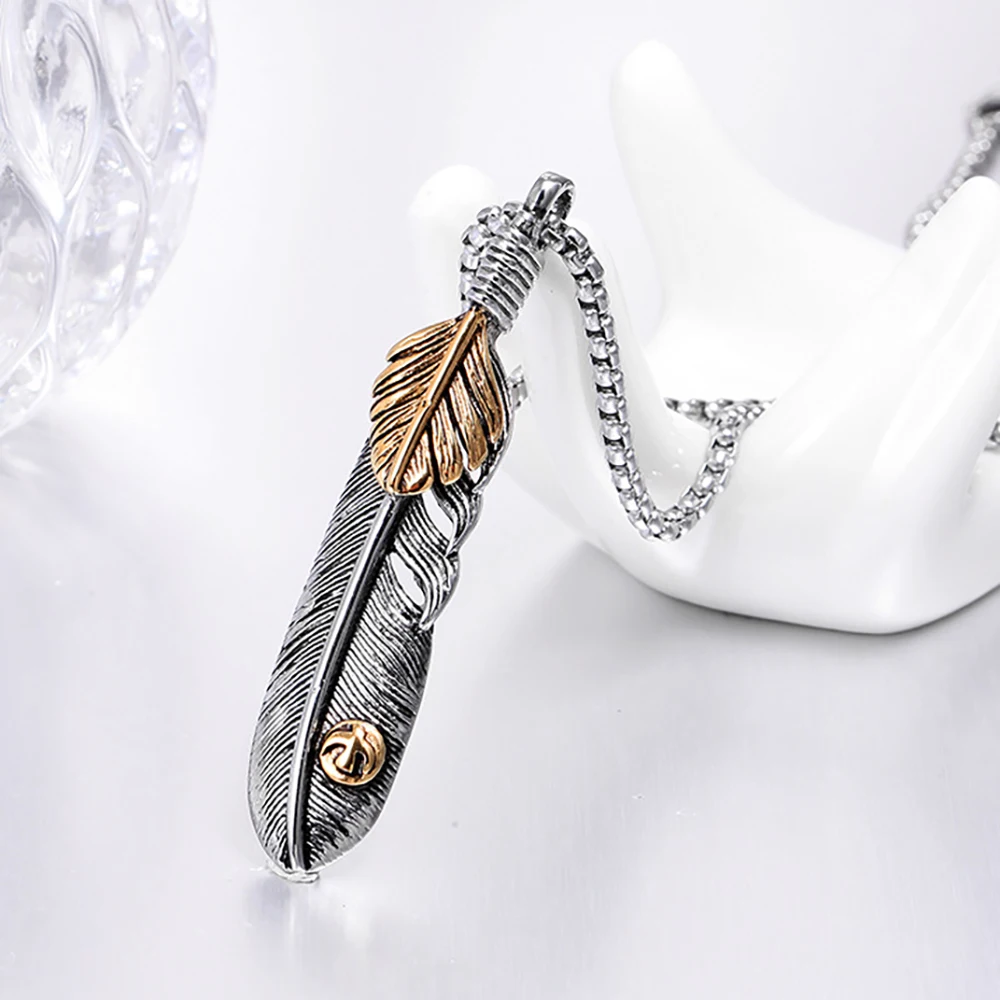 Stainless Steel Animal Feather Wing Eagle Pendant Necklace Fashion Punk Rock Jewelry Gift For Him with Chain