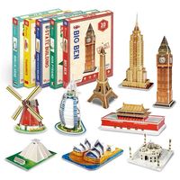 3D Paper Puzzle Word Famous Buildings Tower Bridge Jigsaw Assembled Model Craft DIY Educational Toys For Children Adult Gifts