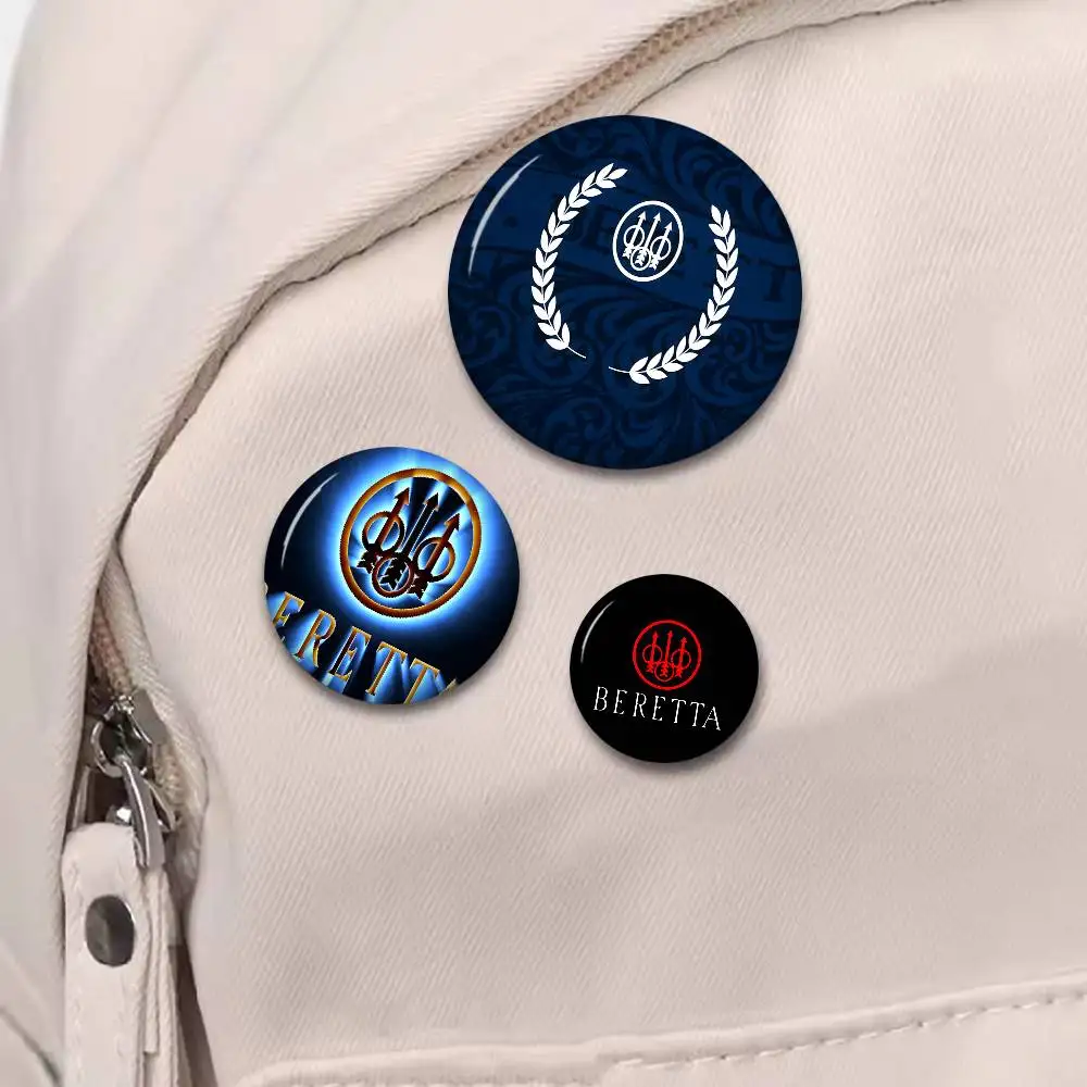 Gun Beretta Logo Photo Brooches Creative Round Badge Gifts Pins 32/44/58mm