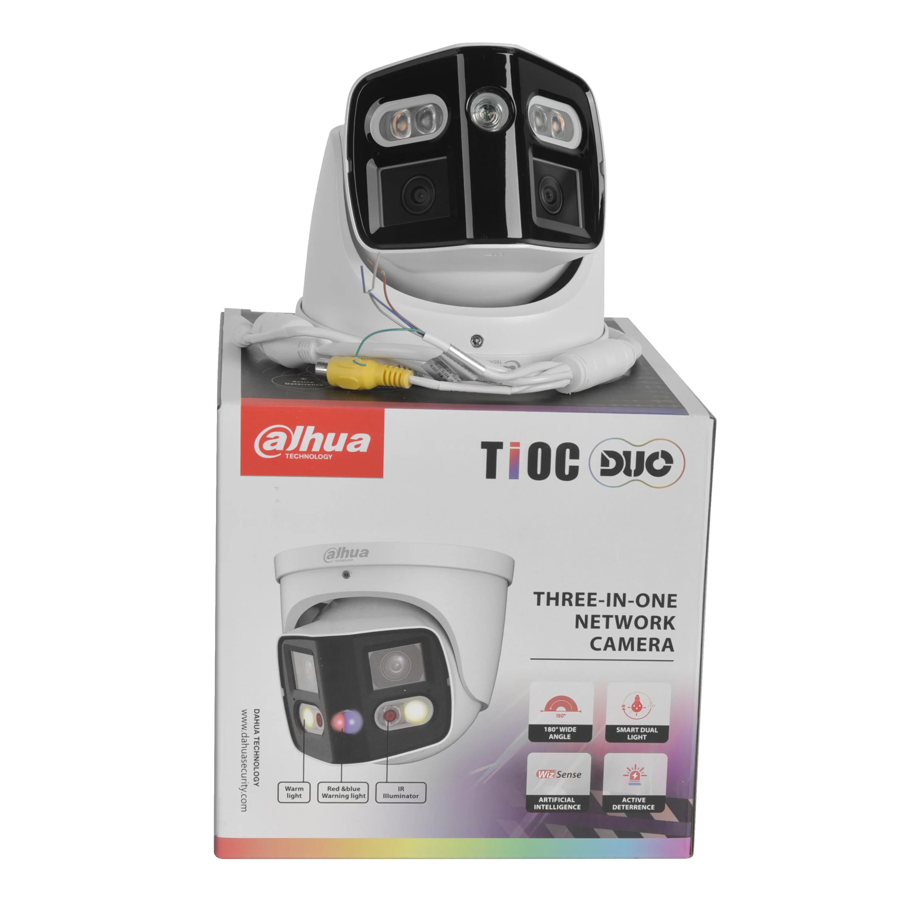 Dahua IPC-PDW3849-A180-AS-PV 2x4MP 180 °   TiOC Duo Splicing Globo ocular focal fixo WizSense Câmera de rede Som e luz Áudio bidirecional