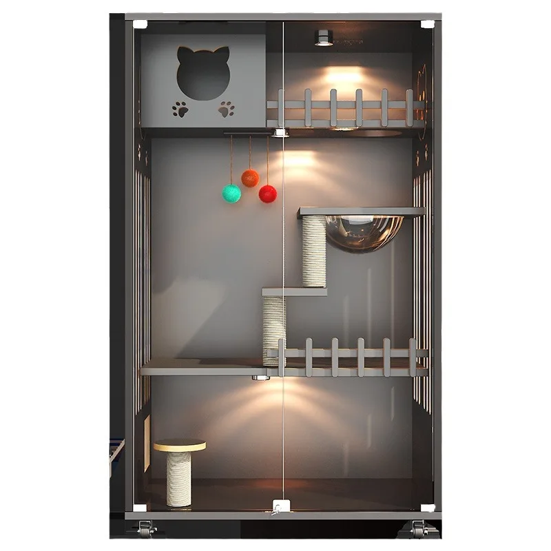 

Modern Luxury Cat Villa Large Solid Wood Indoor Panoramic Nest with Waterproof Feature for Living Room Cat Cabinet