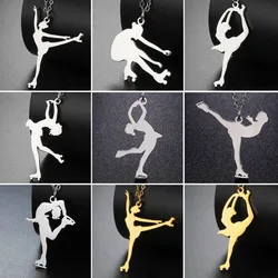 COOLTIME Figure Ice Skater Women Necklace Stainless Steel Roller Skating Sport Girls Pendant Choker Jewelry Gift Trend