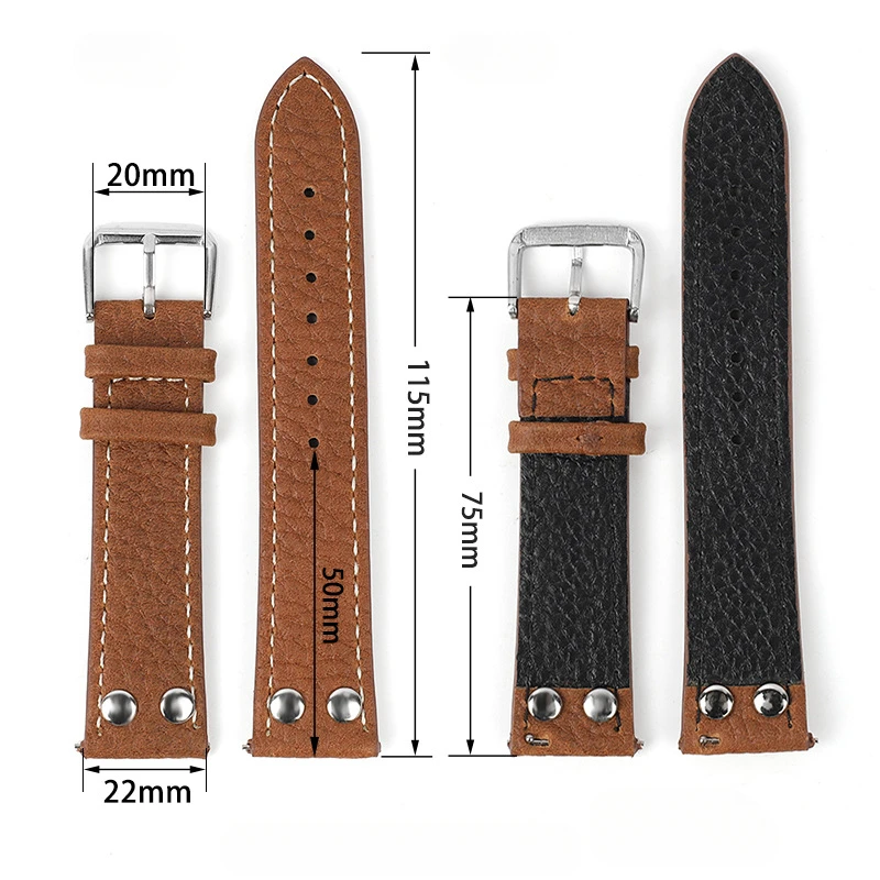 Applicable for Samsung Huawei Watch  Strap, Switch Raw Ear Lychee Pattern  Wristband 19/21mm