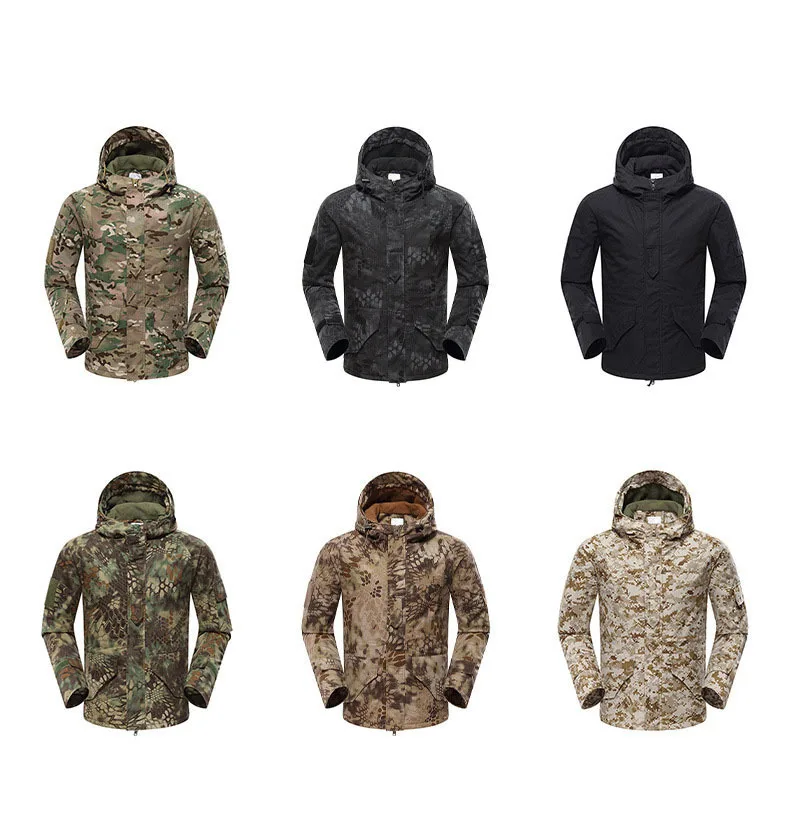 Autumn Winter Men Outdoor Jackets Camouflage Hooded Combat Jacket Army Tactical Coats Waterproof Windproof Windbreakers