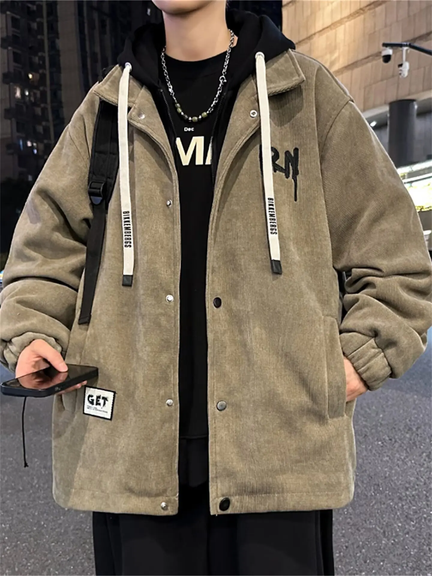 الشباب الربيع والخريف الطالب الموسمي 2025 نمط جديد وهمية قطعتين سترة الرجال مقنعين واحدة الصدر الملابس العصرية سترة #1