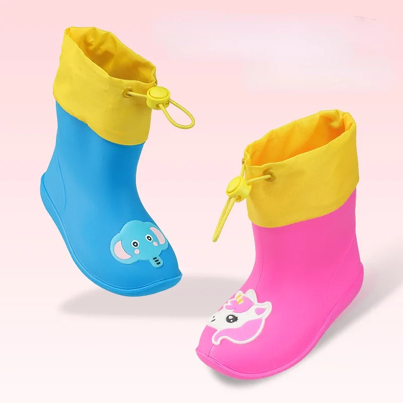 

Cartoon Kid Rain Boot Four Seasons Boy Girl Waterproof PVC Rubber Boots for Children Anti Slip Comfor Plush Water Shoe Kid Shoe