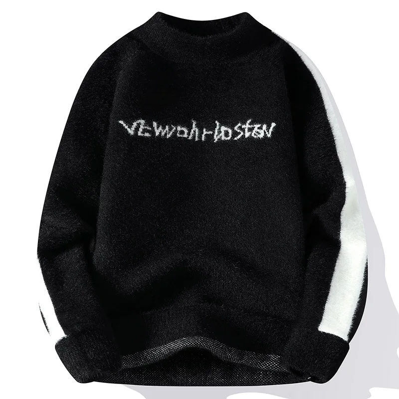 سترة كلاسيكية مكونة من 25 نمطًا سميكة بنصف الياقة العالية مع ملابس محبوكة فضفاضة بأكمام طويلة للشباب #2