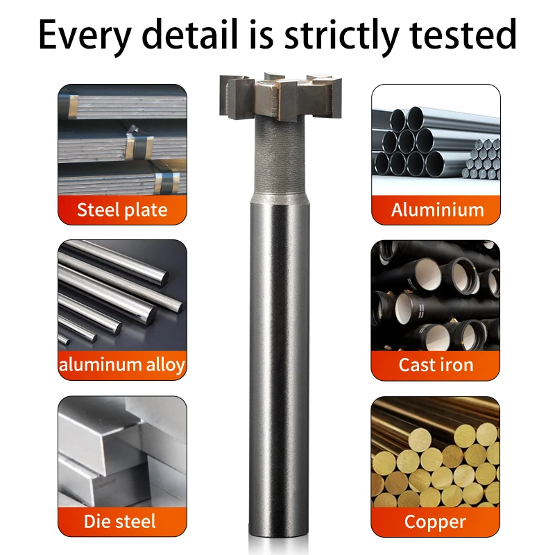 Tungstênio Aço T-Slot Fresa, Carboneto Alongar Cortador, Haste reta, Soldada Router Bit, Processamento, Espessura de 12-60mm