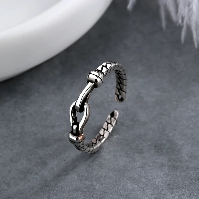 

925 Sterling Silver Adjustable Rings For Women Fried Dough Twists Chain Luxury Fine Jewelry Wedding Jewellery Argent 925