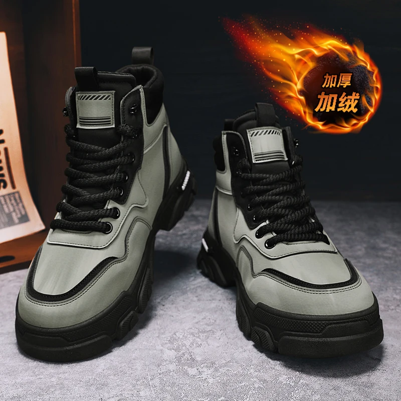 جديد الشتاء الرجال الأحذية في الهواء الطلق عالية أعلى أفخم الدافئة حذاء بوت بطول الكاحل تنفس المضادة للانزلاق مقاومة للاهتراء حذاء الثلوج أربعة ألوان المتاحة #2
