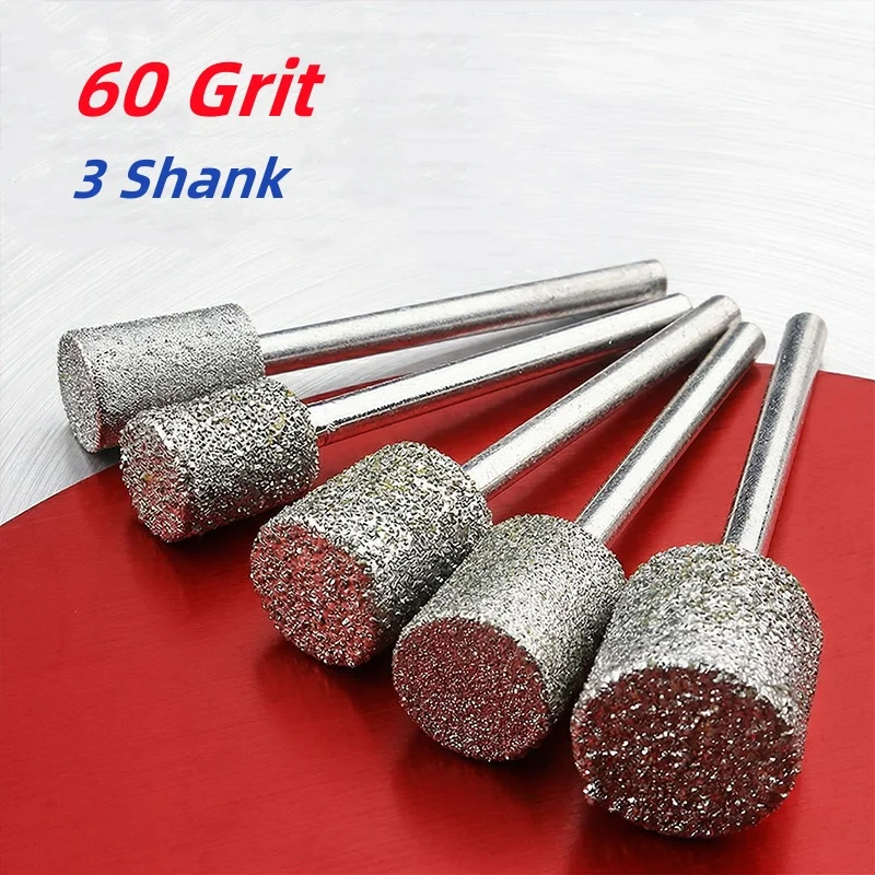 3mm Shank Burr Grinding Engraving Bit 3/4/5/6/8mm Cylindrical Grinding Head For Dremel Rotary Jade Glass Metal