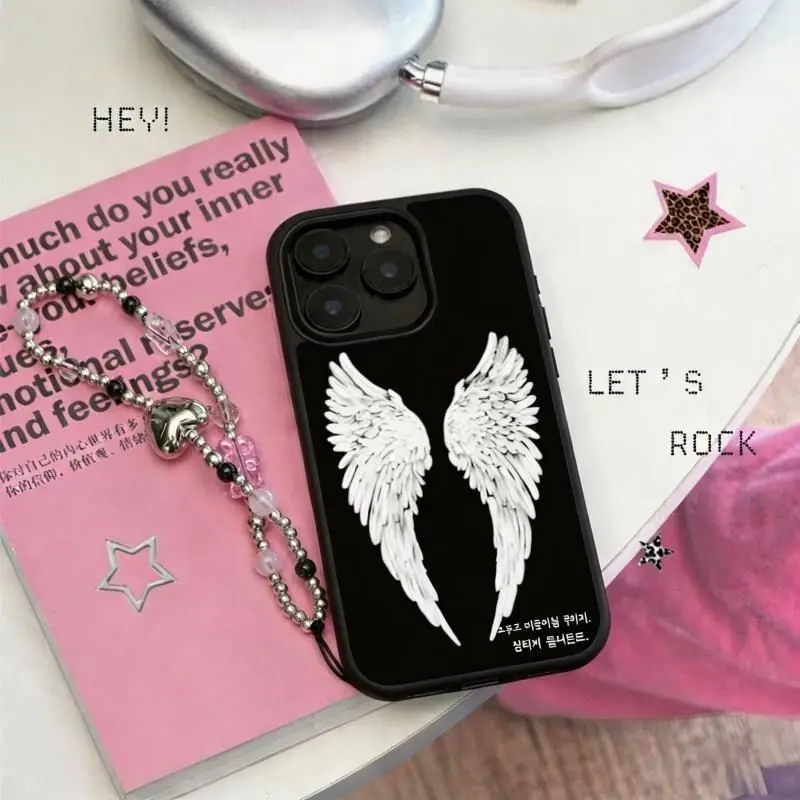 Japan Korean Ins Style Advanced Angel Wings Matte Phone Case For iPhone 17 Air 16Pro 15 14 12 13 11 Pro Max Plus Anti Fall Cover