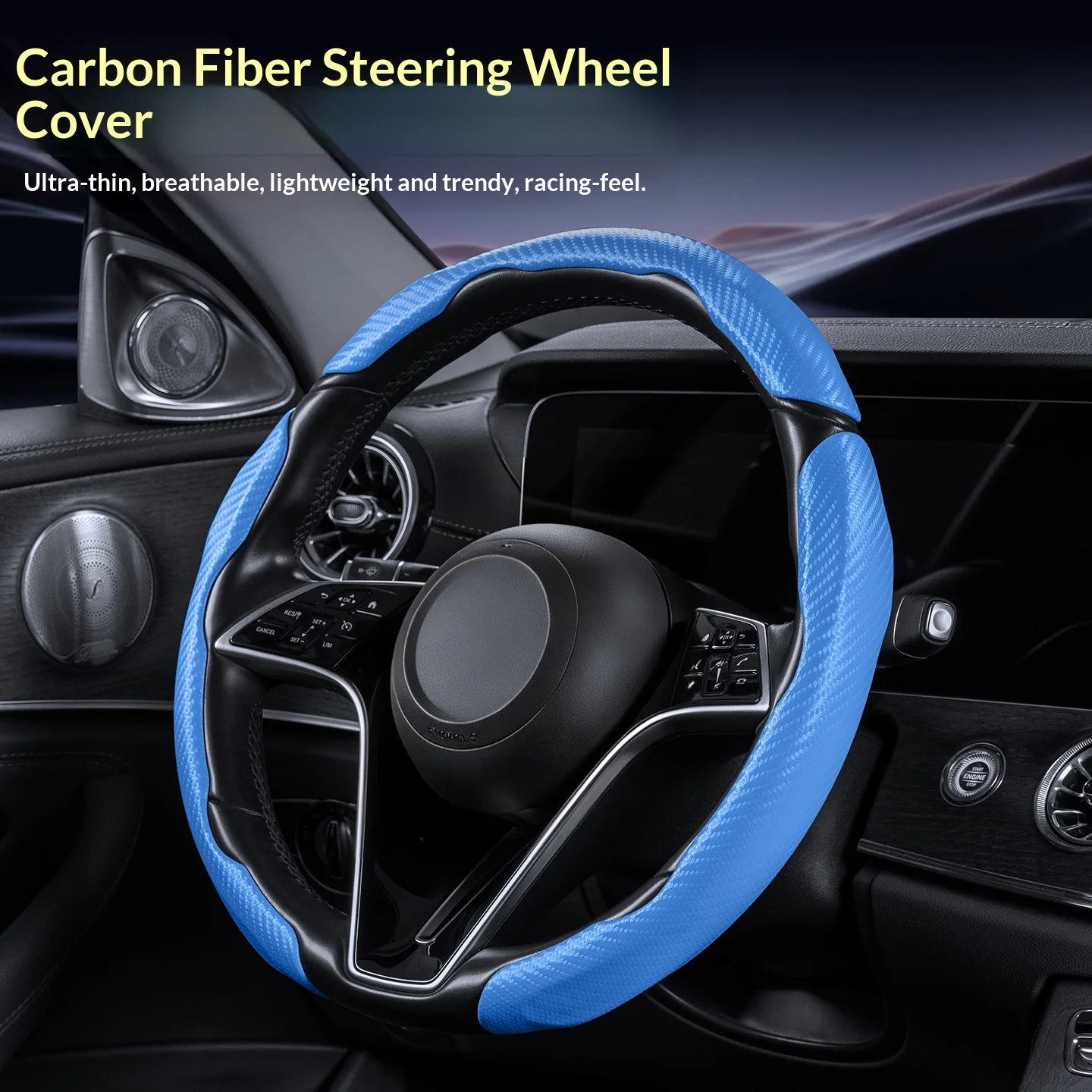 

New Carbon Fiber Material Steering Wheel Cover Both Thin And Lightweight Breathable Anti-slip Comfortable And Durable 5 Colors