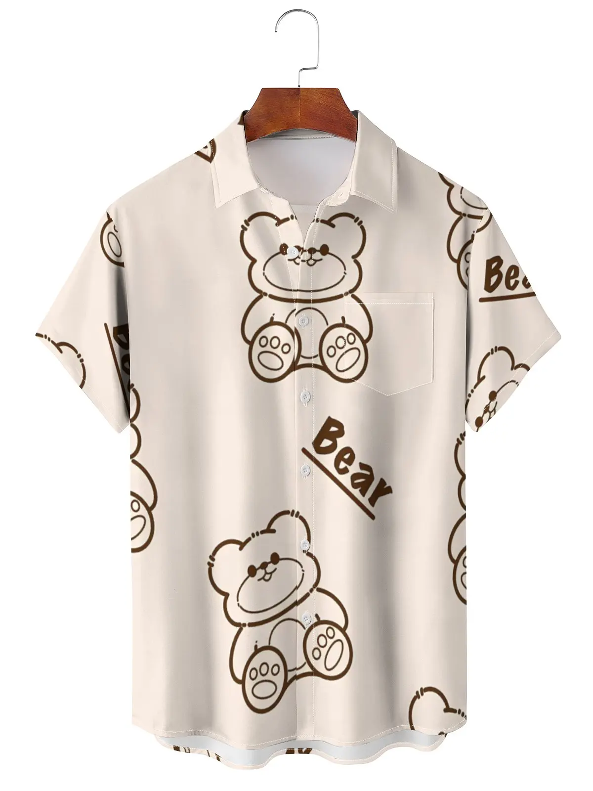 Fun Hawaiian Shirts For Men And Women Cartoon Bear 3D Printed Short Sleeves Tops Kid Funny Cute Shirts Harajuku Tops