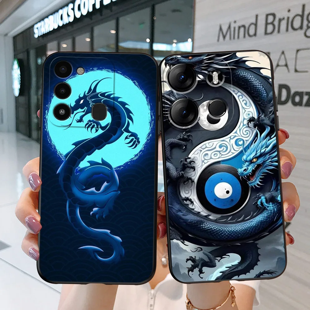 BLACK TPU CASE FOR TECNO CAMON 20 PRO 19 18 18P 18T Neo PRO 4G 5G COVER Chinese dragons