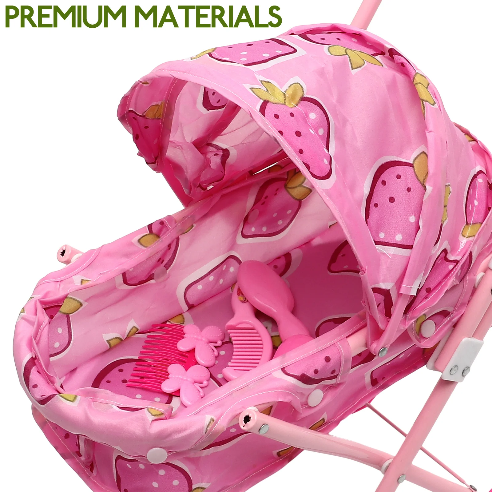 Simulação Stroller Modelo Playset para Crianças, Acessórios Boneca, Baby Doll Trolley, Fingir brinquedo para menina