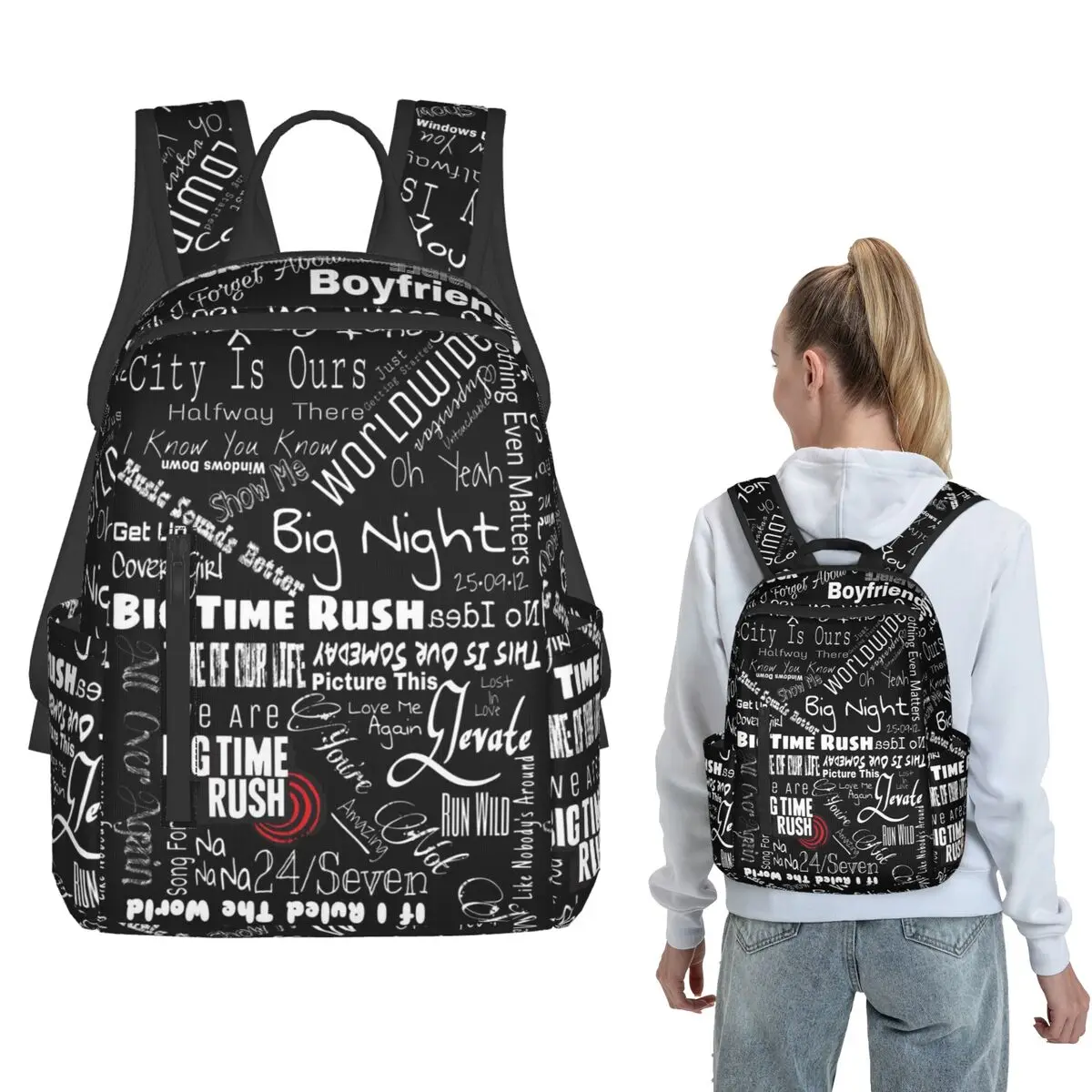 Big Time Rush Band (6) Backpack Large Capacity Boys Girls BookBag School Bag Shoulder Bags for Men Women