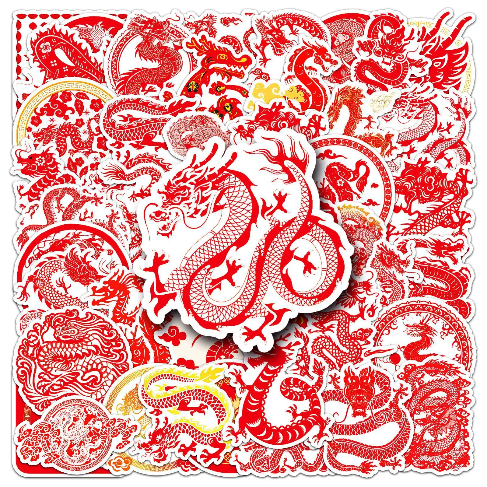 10/50PCS Chinese Dragon Series Graffiti Stickers Suitable for Laptop Phone Helmets Desktop Guitar Decoration DIY Stickers Toys