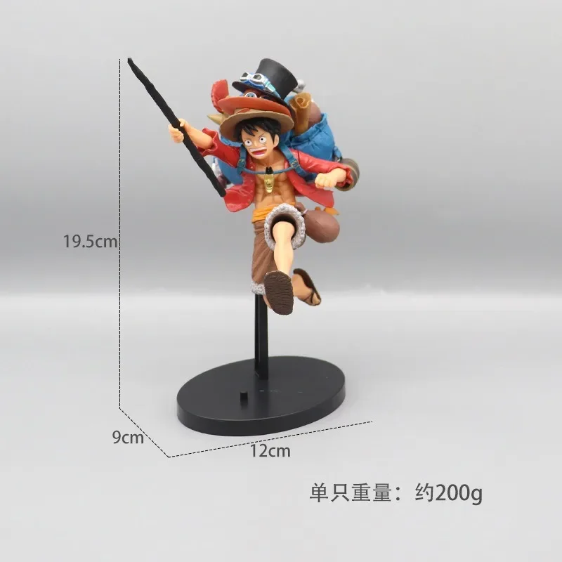 

New One Piece Running Backpack Luffy Ace Sabo Figure Ornament Model Anime Figure Sculpture Desktop Ornament For Children's Gifts