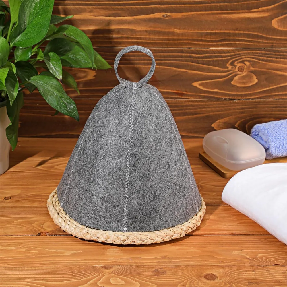 Touca de sauna de lã, touca de sauna para banho de águas termais, touca absorvente para secar o cabelo