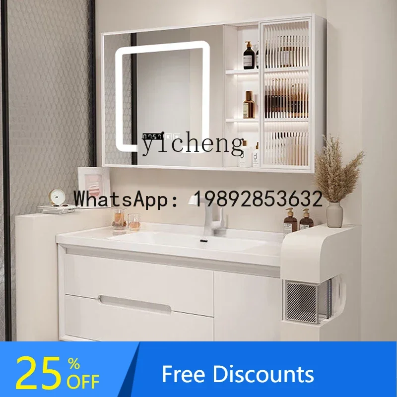 

oil-ceramic integrated basin bathroom cabinet combination solid wood bathroom washbasin washbasin cabinet