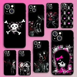 Love Black and Cute Emo Phone Case For iPhone 15,14,13,12,11,Plus,Pro Max,XS,X,XR,SE,Mini,8,7 Soft Silicone Black Cover