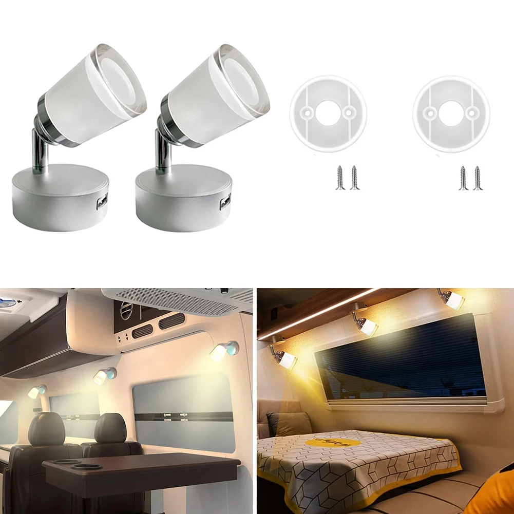 USB LED RV Reading Light Spotlight Bedside Lamp Car RV Caravan Interior Wall Sconce 12-24V 3W Interior Lighting Accessories