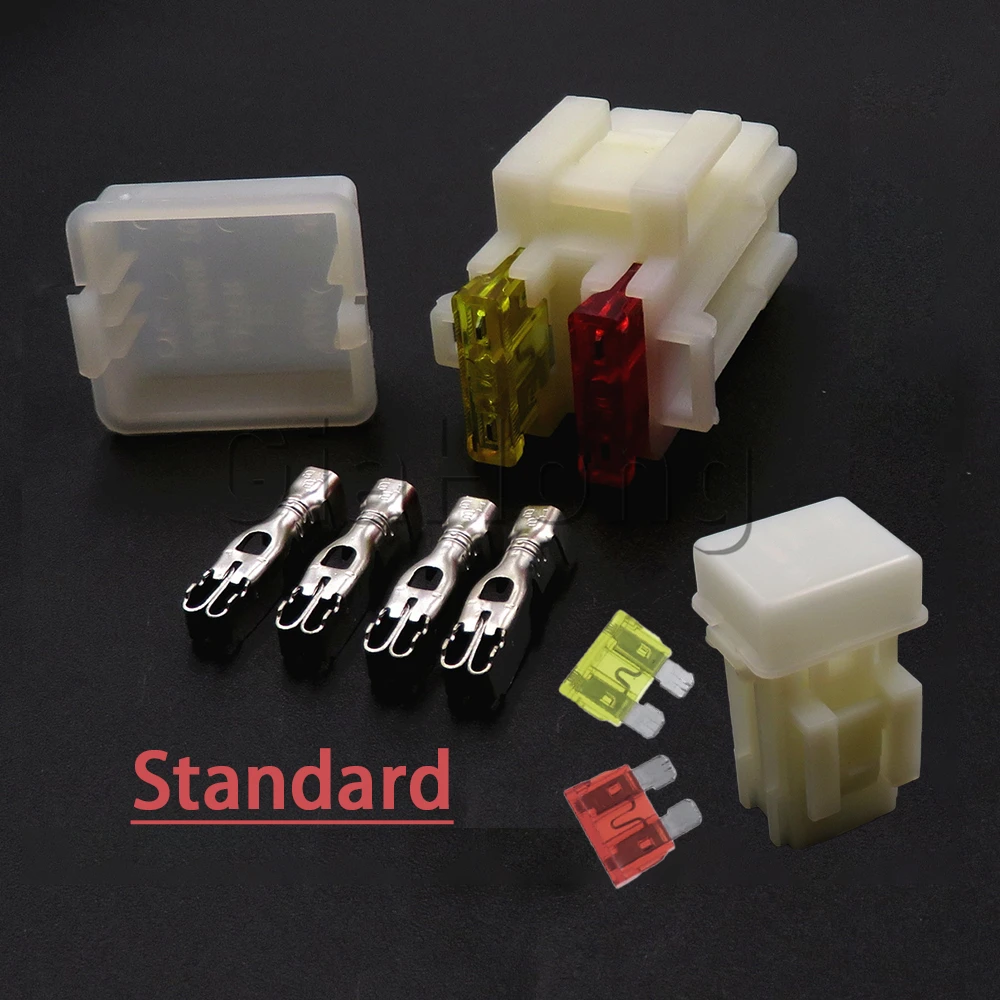 1 Set 2ways White AC Assembly Standard Fuse Box Middle Car Fuse Holder with Terminal Medium Auto Insurance Wire Socket