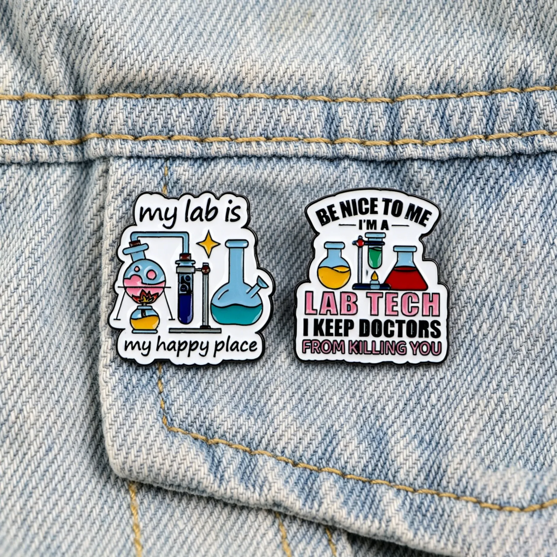 Medical Lab Gifts - Funny Lab Tech Enamel Pins Set